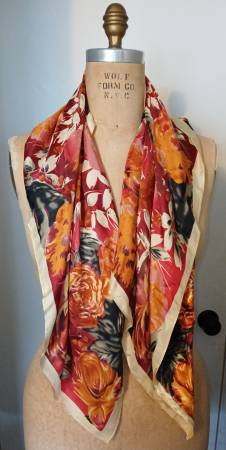 Multi-color Silky Square Floral Handkerchief 1