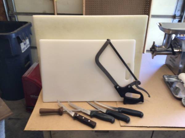 Cutting boards and knives with a meat saw 1