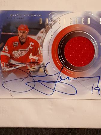 ***SOLD***2001 Upper Deck Signed Game Used Jersey Card Steve Yzerman 1