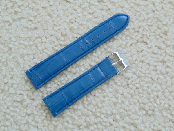 Blue, leather watch strap 1