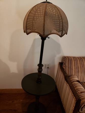Table Lamp - Slate & Rattan combo--A STEAL 1