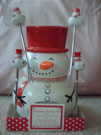 Snowman Fondue Set - New 1