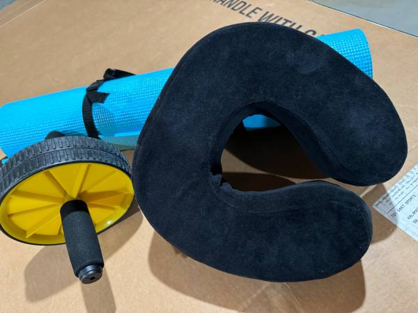 Brand NEW Yoga Matt, Ab Roller & Soft, New Vibrating Neck Pillow 1