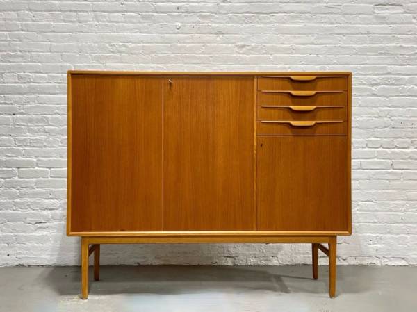 Mid Century Modern Swedish Teak Credenza, Vintage Sideboard by Beril Fridhagen f 1