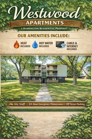 HALF OFF RENT! 1 Bedroom Apartments at Westwood Apartments 1