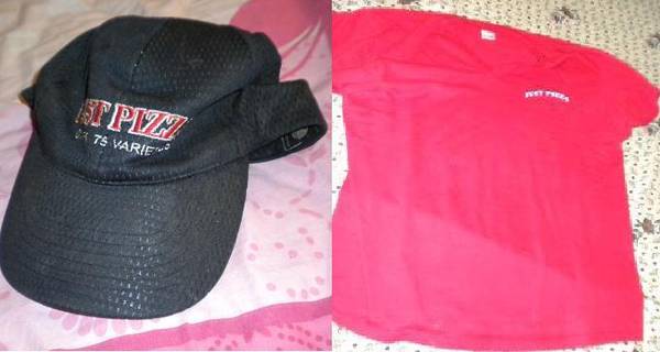 JUST PIZZA UNIFORM SHIRT (XL) AND CAP 1
