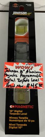 Johnson 10” Aluminum Magnetic Programmable Digital Torpedo Level Brand New 1