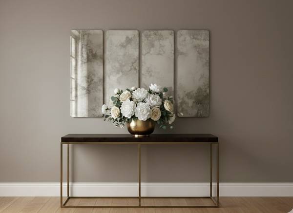 Brand New Restoration Hardware antiqued mirror wall art 4-panel 1