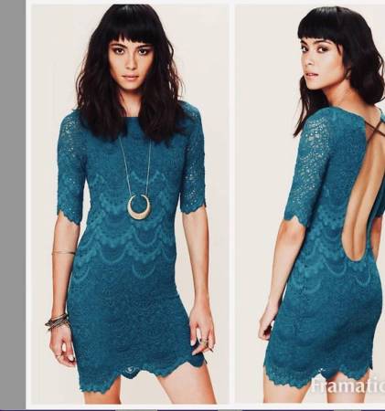 NIGHTCAP BLUE LACE OPEN BACK BODYCON MINI DRESS Sz 3 S M 1