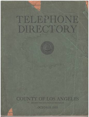 1933 LA Telephone Directory 1