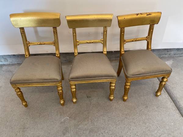Antique mini gold doll chairs (3) 1