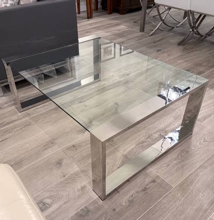 Glass & Chrome Modern Coffee Table 1