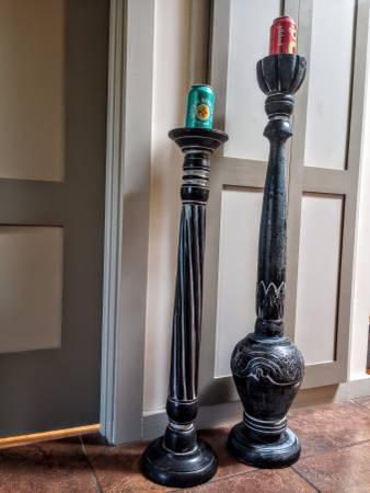 Large/tall unique statement piece/wood candle holders 1