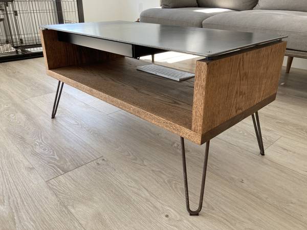 Industrial style Coffee Table (Wood and Floating Steel Top ) 1