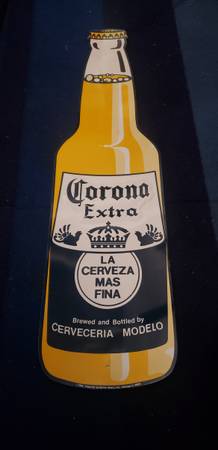 1980s Corona Extra Beer Cerveza Embossed Metal Sign 20" 1
