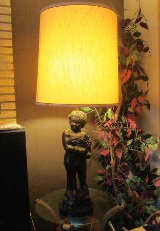 Vintage Cupid Cherub TABLE 45" LAMP with SHADE 1