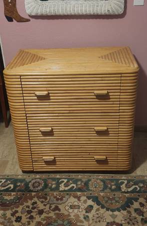 Gorgeous 1970s Mid-Century Rattan Dresser 1