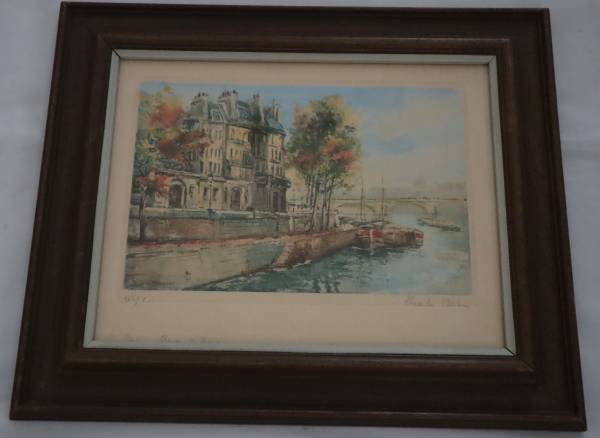 Vtg Hotel Lambert and the docks of Anjou in Paris print Charles Mondin 1