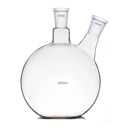 5000ml 24/40 2-Neck Flat Bottom Glass Lab Chemistry Bottle 1