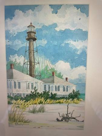 Framed Sanibel Lighthouse by Paul Brent 1