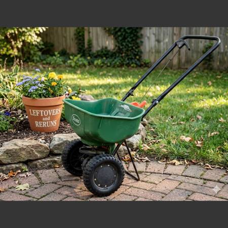Scotts Spreader Push Fertilizer Seed Salt Spreader, Hassle-free, Turf Builder Ed 1