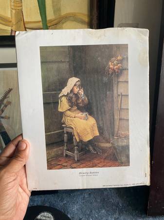 Charles Edward Wilson Print on Paper Blowing Bubbles Measures 11” x 9” 1