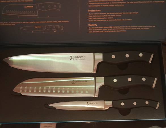 Brewin. 3 piece professional  knife set band new in the box 1