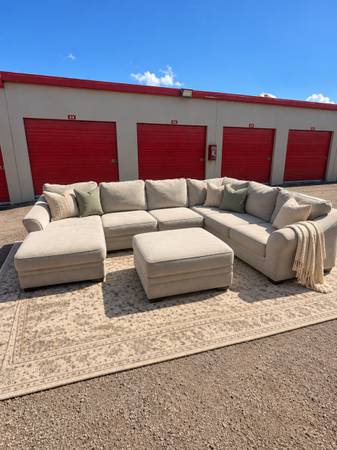 Cream Sectional Sofa with Ottoman – $529 1