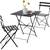 3pc Patio Bistro Set, Folding Table & 2 Folding Chairs, Grey 1 thumbnail