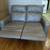 Taupe leather reclining loveseat sofa for two 1 thumbnail
