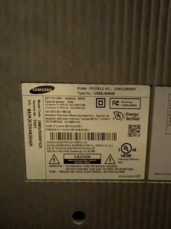 Epic Samsung 65" UN65JS8500 High Quality with defect, your win!NO STND 1