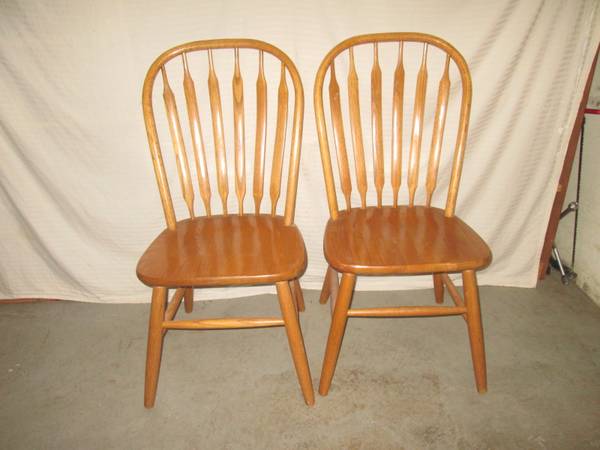 $30 for 2 Chairs Natural Solid Wood Dining Chairs 38.5"H on the back, 1