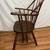 Vintage Winsor Style Barrel Spindle Bow Back Wood Arm Chair 3 thumbnail