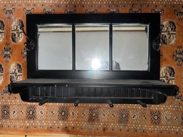 Shelf/hat rack/keys/mirror antique. Hangs on wall 1