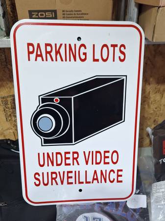 sign security camera parking  heavy duty metal 1