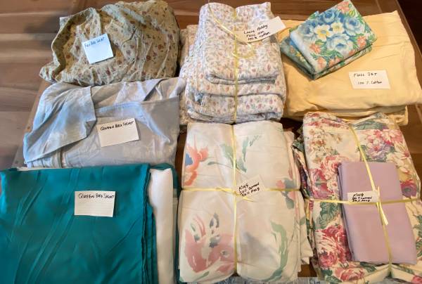 Full and King sheet sets, Queen and Full bed skirts $20 each 1