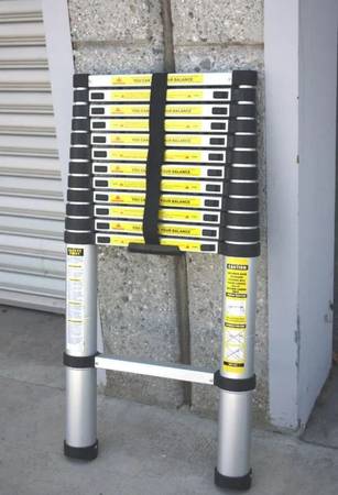 Telescopic Aluminum Extension Step Ladder Max 300lbs Inspection 12.5' 1