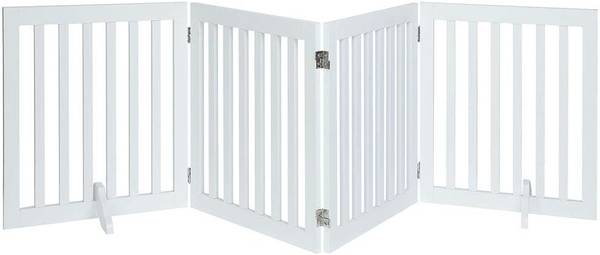 24”H Free Standing Pet Gate for Dog Cat, Wooden Gates for Doorway 1
