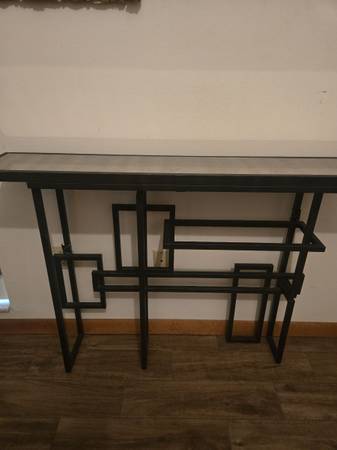 Industrial Console Table Antique Glass Mirrored Top 1