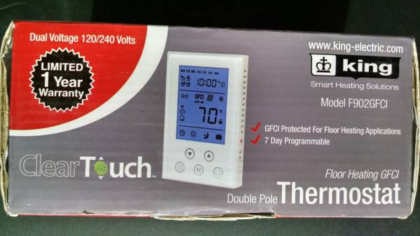 King ClearTouch NEW Floor Heating Thermostat F902GFCI (*Price Drop*) - $10 (Boston and Northward)63471242739331121