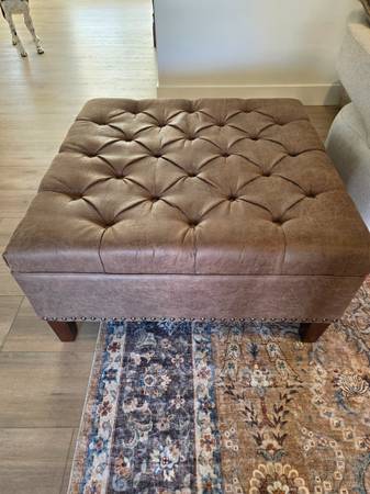 Brown tufted large ottoman 1