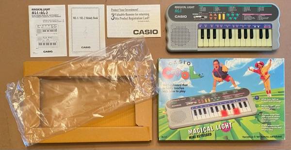 Casio Magic Light ML-1 1990’s Mini Synth with Box  & Manual 1