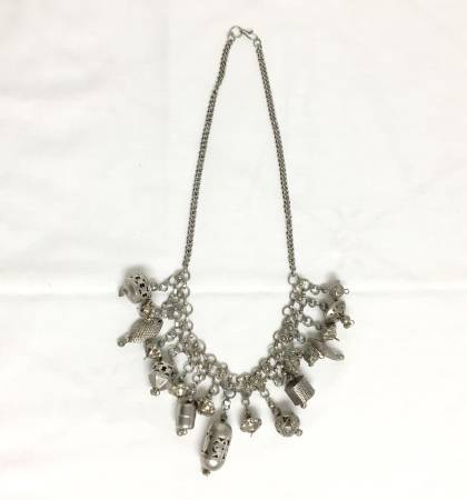 Vintage India / Renaissance Charm Style Metal Statement Necklace 1
