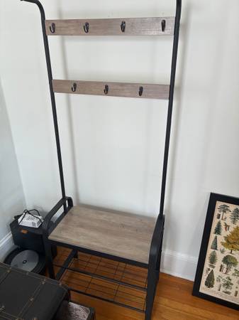 Hall Tree with Bench, Shoe Storage, Entryway Organizer 1