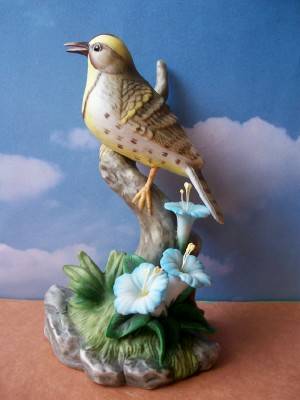 Porcelain Meadowlark on Flowering Branch 1