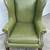 Chippendale Style Green Leather Wingback Chair 3 thumbnail
