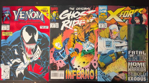 Marvel Comic Lot – Venom Lethal Protector #1, X-Force #25, Ghost Rider 1