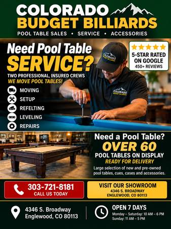 450+ 5-STAR GOOGLE REVIEWS ■ Pool Table ■ Pool Tables 1