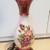 Burgundy & Pink Floral Antique Vintage Satin Glass Lamp 2 thumbnail
