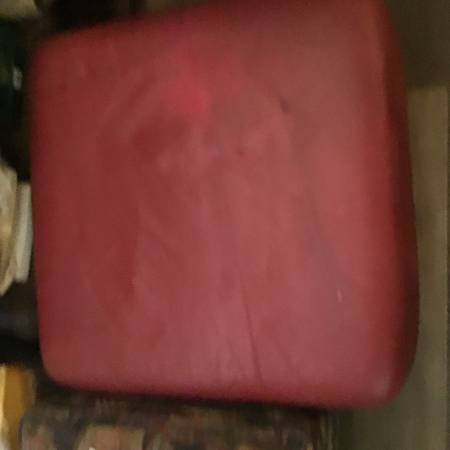 Red All Leather Hassock 1